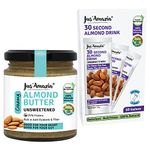Jus' Amazin Creamy Almond Butter (200g) & 30-Second Almond Milk (10 x 25 gm Sachets) - Unsweetened - Vegan, Dairy Free, Combo Pack