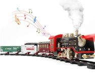 Train Set with Smoke, Sound and Light, Electric Train Track Toy Under Christmas Tree, Christmas Birthday Gift for 3 4 5 6 7 8+ Year Old Kids, Toddlers, Boys and Girls