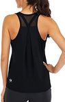 Fihapyli ICTIVE Workout Tops for Women Loose fit Racerback Tank Tops for Women Mesh Backless Muscle Tank Running Tank Tops Workout Tank Tops for Women Yoga Tops Athletic Exercise Gym Tops Black S