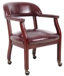 Boss Captainââ‚¬â„¢s Chair In Burgundy Vinyl W/ Casters