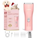 Professional Dog Clippers for Thick Hair, Cordless Cat Clippers for Matted Fur, Rechargeable Pet Dog Grooming Clippers Trimmer for Puppy,Cats,Rabbit,Pink