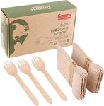 Gmark Eco-Friendly Wooden Sporks 100 ct Disposable Spoon Fork 2-in-1 Cutlery 6.25 Birchwood Green Natural Product GM1033A