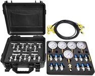 YFIXTOOL Hydraulic Pressure Test Kit with 5 Gauges (150/1500/3500/6000/9000 PSI) & 14 Tee Connectors, Hydraulic Pressure Gauge Set with 5 Test Hoses & 13 Couplings for Excavators.