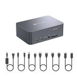 AV Access Dual Monitor KVM Switch Docking for Laptop & Desktop - Type C Charging, Ethernet, EDID, HDMI & DisplayPort, USB-C MST Dual 4K@60Hz Display, USB 3.0, Full Aluminum Design