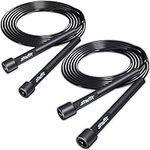 STARFIT Lightweight Jump Rope 2pcs for Fitness and Exercise,Adjustable Jump Ropes with Plastic Handles, Cardio and Endurance Training,Jumping Rope for Workout (Black+Black)