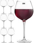 BINZO Luxury Big Burgundy 100% Crystal Wine Glass, Set of 6, 660 ml - Giant Size Glasses for Red, White Wines, Long Stem Glasses, Pack of (6)