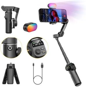 AOCHUAN Gimbal-Stabilisator für iPhone, Telefon-Gimbal mit magnetischem RGB-Fülllicht, faltbares Stabilizer mit integrierter 7,8-Zoll-Verlängerungsstange für iPhone/Android Smart X2 Kit Schwarz