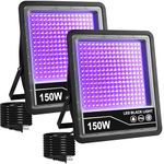 2 Pack 150W Black Light, CREATESTAR Blacklight LED Black Lights for Glow Party, IP66 Waterproof UV Light, Glow in The Dark, Body Paint, Fluorescent Poster, Stage Lighting, Neon Glow