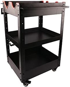 Maxshine Premium Rolling Detailing Cart (22.05"D x 23.62"W x 31.5"H) - 3 Tier Rolling Utility Tool Cart (Black) -Easy Assembly - Organizer for Detailers' Garage, Workshop, Repair Shop, or Tool Storage