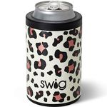 Swig Life Standard Can Cooler, 12oz Insulated Bottle & Can Holder, Stainless Steel Can Cooler, Can Covers for Standard 12 oz Beer Bottles, Beach Accessories for Women (Luxy Leopard)