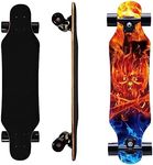 31 Inch Small Longboard Carving Cruising Skateboard for Kids Teens Adults (fire)