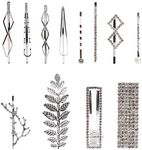 12 Pack Silver Metal Pearl Crystal Rhinestone Branch Leaf Hair Clips Snap Barrettes U Shaped Decorative Bobby Pins Alligator Hairclips Wedding Party Bridal Accessories