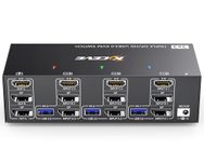 KVM Switch 3 Monitors 3 Computers 8K@60Hz 4K@144Hz, MLEEDA HDMI+2 Displayport KVM Switch Triple Monitor for 3 Computer Share 3 Monitor and 4 USB3.0 Devices,Wired Remote and 12V Power Adapter Included