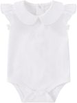 pureborn Baby Girl Bodysuit Infant Girl's Short Ruffle Sleeve Romper Cotton One-Piece Summer Outfit 6-9 Months White