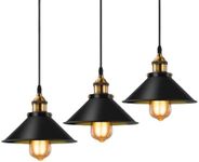 3 Packs Retro Industrial Pendant Light,Vintage Pendant Light,Ceiling Pendant Lamp,E27 Lamp Holder,Ceiling Light for Kitchen,Basement, Living Room,Hallway(22cm)（Without Bulb）