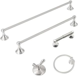 Xinwei Brushed Nickel 5 Piece Bathroom Hardware Set Towel Rack Set Adjustable Expandable Bathroom Accessory kit Towel Bar for Bath Wall Mounted