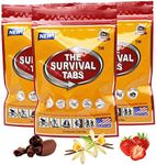 Survival food supply 6 Days Food Supply 72 Tabs Emergency Food Replacement Disaster Preparedness for Earthquake Flood Tsunami Gluten Free & Non-GMO 25 Years Shelf Life Long Term Food Storage Light Weight No Special Storage Ready To Eat Strawberry Chocolates Vanilla Malt