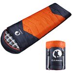 CANWAY Sleeping Bag with Compression Sack, Lightweight and Waterproof for Warm & Cold Weather, Comfort for 4 Seasons Camping/Traveling/Hiking/Backpacking, Adults & Kids Orange-Flannel…