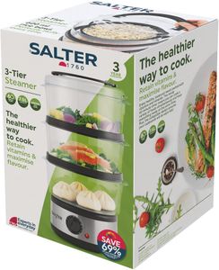 Salter 3-Tier Electric Food Steamer – Stainless Steel, 7L
