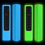 OOTSR 2 Pcs Protective Case Cover Compatible with NVIDIA Shield TV Pro/4K HDR Remote Control, Silicone Remote Case, Light Weight Remote Cover with Strap(Glow Green+Blue)