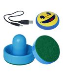 New Air Hockey Pucks and Paddles - Rechargeable Floating Air Hockey Pucks for Any Flat Surface, Include a Charging Cable and Electronic Rechargeable Mini Air Hockey Pucks, 2 Air Hocky Strikers