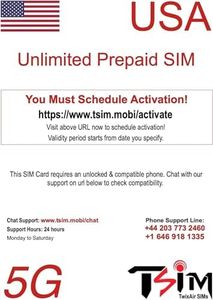 PrePaid USA SIM Card. Unlimited Incoming and Outgoing Calls/Text | Ultra High Speed 5G Data Allowance. Hotspot/Tethering/Internet Sharing Allowed. (Unlimited+CanMex x 1 Month)