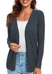 Urban CoCo Women's Long Sleeve Button Down Basic Cardigan Sweater (L, Iron Gray)