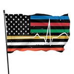 PINGqi Thin Red Blue Green Yellow Gold and Orange Line Flag Thin Line EMS Banner Breeze Flag Outdoor Flags Home Flag 3' X 5' Ft