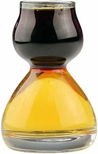 QUAFFER Double Bubble Layered Shot Glass – Chaser Shot Glass Jigger for Smooth Tasty Shots – Fun Unique Split Shot Glasses Barware (1.25oz Top & 2.25oz Bottom)