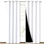 NICETOWN 100% Blackout Window Curtain Panels, Cold and Full Light Blocking Drapes with Black Liner for Nursery, 84 inches Drop Thermal Insulated Draperies (White, 2 Pieces, 52 Wide Each Panel)