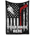 Personalized Hockey Blanket for Boys | Soft & Warm Throw Blanket | Custom Blanket for Athletes and Sports Fans | Personalized Blanket for Couch | Birthday & Christmas (Fleece – 60x80)