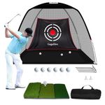 Gagalileo Golf Set Net, Black, 10x7x6 ft, Heavy Duty, Indoor/Outdoor, Golf Net for Backyard Driving Range, Quick Setup, Carry Bag, 2-Year Warranty