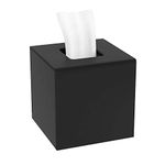 HIIMIEI Acrylic Tissue Box Cover Clear Tissue Holder Square Napkin Dispenser for Home Office Restaurant - Black