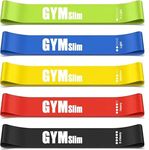 GYMslim Resistance Bands Set, 5 Exercise Loop Band With 5 Levels of Tension For Men and Woman, Fitness, Strength, Training, Stretching, Physio, Toning, Free Bag & Exercise Guide (Mixed)