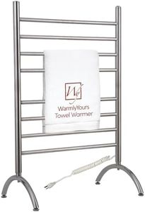 WarmlyYours Heated Towel Rack, 8-Bar Freestanding Model, Brushed Stainless Steel, Plug-in Electric Towel Warmer with Overheat Protection, 150W (Barcelona)