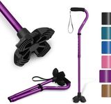 KingGear Adjustable Cane for Men & Women - Lightweight & Sturdy Offset Walking Stick - w/Additional Big Tip - Mobility Aid for Elderly, Seniors & Handicap (Purple)