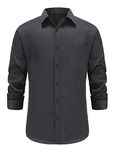 SDWRJOP Mens Wrinkle Free Dress Shirts No Iron Long Sleeve Button Down Shirts for Men No Wrinkle Black M