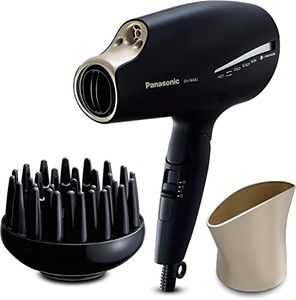 Panasonic Advanced Folding Hair Dryer with Diffuser, Nanoe & Double Mineral Technology - Reduces Frizz, Damage & Split Ends (EH-NA9J-N765), Black & Gold