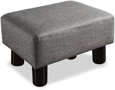 Small Rectangle Foot Stool, Gray Linen Fabric Footrest Small Ottoman Stool with Non-Skid Wooden Legs, Modern Rectangle Footstools Small Step Stool Ottoman for Couch, Desk, Office, Living Room, Dogs