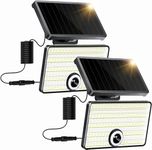 Solar Lights Outdoor Motion Sensor Lights 2 Pack,3000Lux Split Design Solar Security Flood Lighs, IP65 Waterproof Outdoor Solar Fence Lights for Garden Wall Door Yard Pathway Porch Patio, Cool White