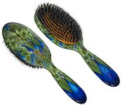 Rock & Ruddle Natural Mixed Boar Bristle Hair Brush for Women and Kids (Large, 21cm) - Perfect for Wet or Dry Hair, Detangling Smoothing Blowdrying - Designed & Made in UK - Peacocks Design