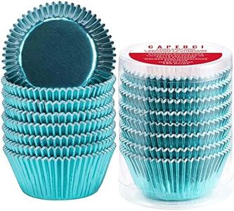 Caperci Aqua Sky Foil Cupcake Liners Standard Size Baking Cups Muffin Wrappers, 150-Pack