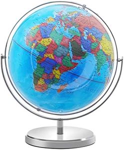 12" World Globe with Stand, 720° Swivels in All Directions, Stainless Steel Stand, Geographic/Decorative Desktop Decoration World Globe Map with Clear Text for Home, School, Office