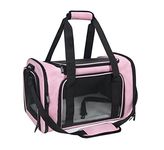 NextFri Soft Sided Carrier for Small Medium Cats Dogs,Removable Pad Collapsible Travel Pet Carrier (Pink, Large)