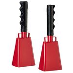 2 Pack 9-inch Cowbells for Sporting Events, Percussion Noise Makers with Handle for Football Games, Stadiums (Red)