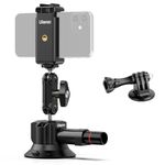 UURig SC-01 Suction Mount 3" for Vlogging Action Camera Car Mount w Smartphone Clamp for iPhone 14 13 Pro Max, 1/4" Magic Arm Adapter Mount Desk Suciton Mount for Car Windshield Window