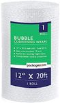 PackageZoom 1 Pack 12 inch x 20 ft. Bubble Cushioning Wrap Shipping Packing Moving Supplies Perforated Every 12” Bubble Cushioning Wrap for Packing and Moving Boxes Bubble Packing Wrap for Moving