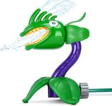 Dazmers Dragon Head Kids Sprinklers for Outside - Fun Water Jets Toy for Lawn or Garden - Water Sprinkler Toy for Large Areas - Backyard Activities for Family - Green - 12.6 x 2.8 inch