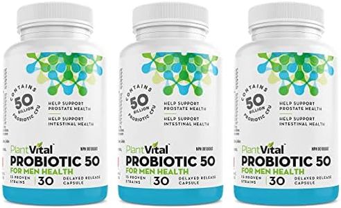 PlantVital Probiotic Supplement for Men - 50 Billion CFUs, 15 Strains Probiotics for Men - Supports Prostate, Digestive, and Gut Health - 3 Month Supply, 90 Capsules