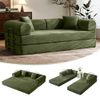 79" Convertible Sofa Bed with Fixed-Shape Frame & Removable Armrests, Modular Corduroy Sleeper Sofa, Folding Mattress Couch for Small Spaces - No Assembly Needed in Green (Includes 2 Pillows)